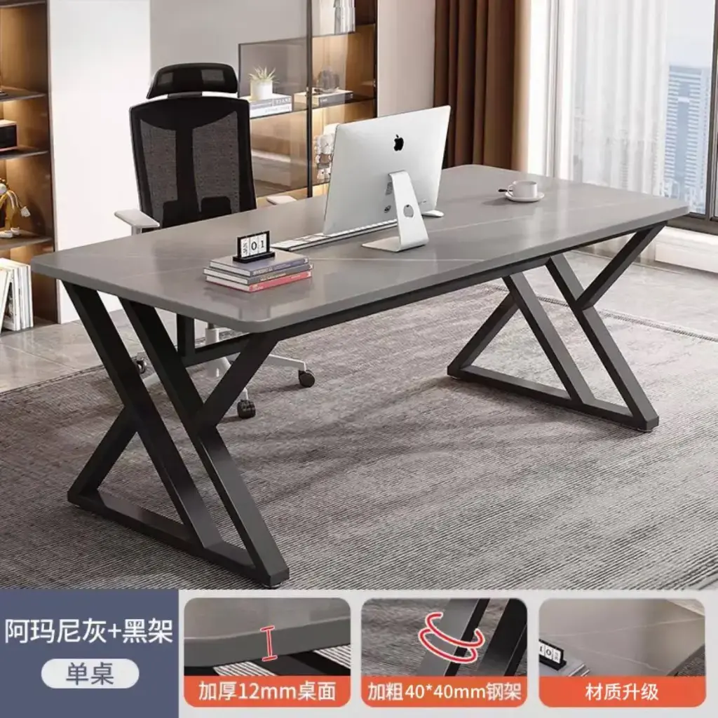 🖤 طاولة مكتب رمادية بتصميم عصري ومتين